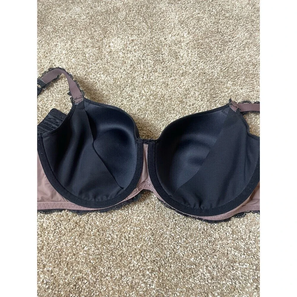 Wacoal 38DD black bra lace overlay pushup underwire sexy plus size